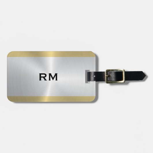 Zilver- en goudgeometrisch ontwerp bagagelabel (Voorkant horizontaal)