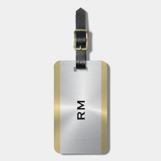 Zilver- en goudgeometrisch ontwerp bagagelabel (Voorkant verticaal)
