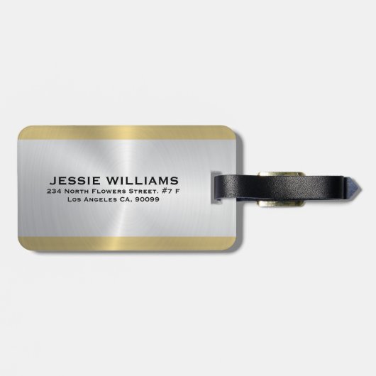 Zilver- en goudgeometrisch ontwerp bagagelabel (Achterkant horizontaal)