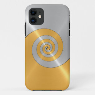 Zilver en goudkleurig, roestvrij schitterend metal iPhone 11 hoesje