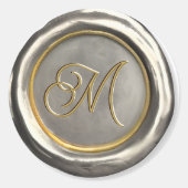 Zilver- en goudmonogram moderne waszegels ronde sticker (Voorkant)