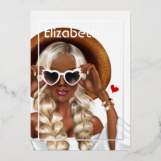 Zilver- en goudzomerfeest folie uitnodiging (Voorkant)