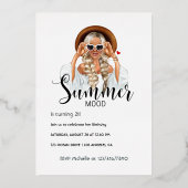 Zilver en goudzomervakantie Folie Uitnodiging (Achterkant)