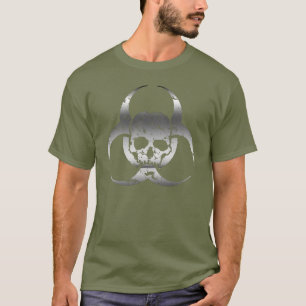 Zilver en grijs biohazard en schedel t-shirt