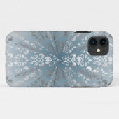 Zilver en grijs/blauw damast Case-Mate iPhone case (Achterkant (horizontaal))