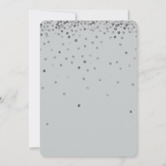 Zilver en Grijs Confetti Stippen Bruiloft Kaart (Achterkant)