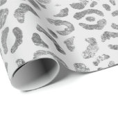 Zilver en Grijs Dierenprint Cadeaupapier (Rol Hoek)