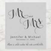 Zilver en grijs Elegant Wedding Wijn Etiket (Enkel label)