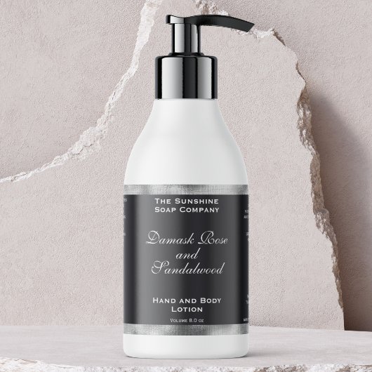 Zilver en Grijs Folie Cosmetica Flesetiket Rechthoekige Sticker