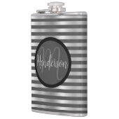 Zilver en grijs gestreept monogram heupfles (Links)