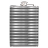 Zilver en grijs gestreept monogram heupfles (Achterkant)