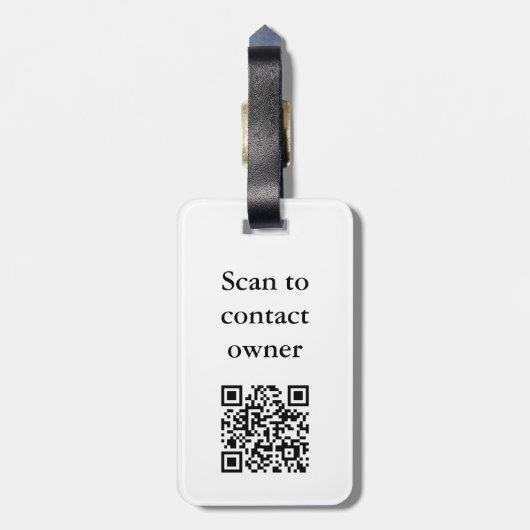 Zilver en Grijs Monogram Naam QR Code Sjabloon Bagagelabel (Achterkant verticaal)