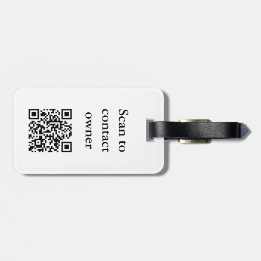 Zilver en Grijs Monogram Naam QR Code Sjabloon Bagagelabel (Achterkant horizontaal)
