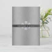 Zilver en grijs Satijnen Lint Crystal Sneeuwvlok Kaart (Staand voorkant)