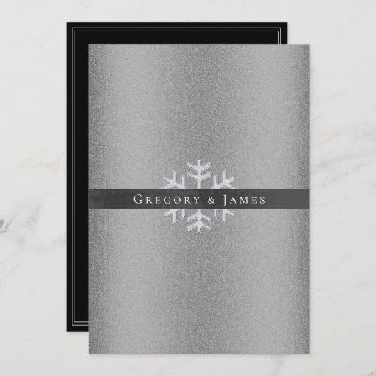 Zilver en grijs Satijnen Lint Crystal Sneeuwvlok Kaart (Voorkant / Achterkant)