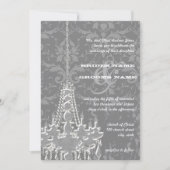 Zilver en grijze handelaars Damask Wedding Invite Kaart (Voorkant)