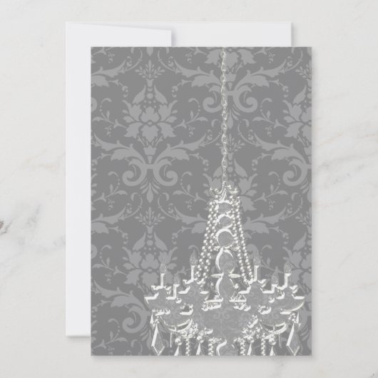 Zilver en grijze handelaars Damask Wedding Invite Kaart (Achterkant)