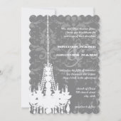 Zilver en grijze handelaars Damask Wedding Invite Kaart (Voorkant)