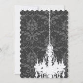 Zilver en grijze handelaars Damask Wedding Invite Kaart (Achterkant)