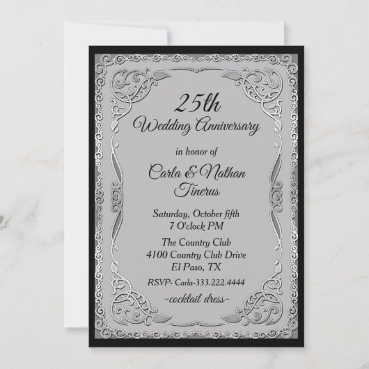  Zilver- en Grijze Jubileum Kaart (Voorkant)