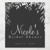 Zilver en grijze moderne glam botanische wonden br wijn etiket (Enkel label)