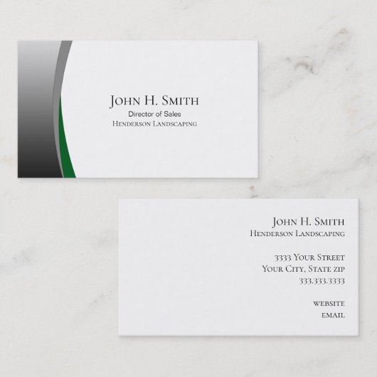 Zilver en groen elegant Visitekaartje (Voorkant / Achterkant)