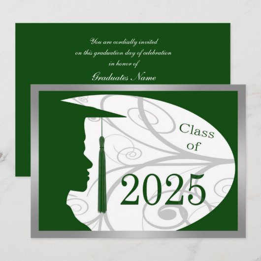 Zilver en Groen Man Silhouette 2025 Kaart (Voorkant / Achterkant)