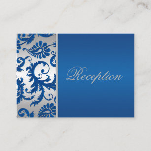 Zilver en Kobalt Blauw Damask Enclosure Kaart
