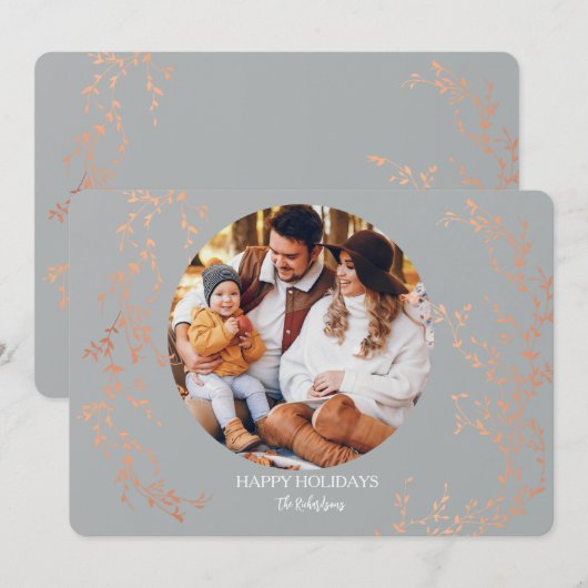 Zilver en Koper Foto Vakantie Groet Kaart (Voorkant / Achterkant)