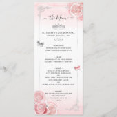Zilver en licht Blush roze rozen Elegant Floral Menu (Voorkant)