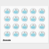 Zilver en lichtblauw Quinceanera Ronde Sticker (Vel)