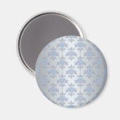 Zilver en lichtblauwe fancy damast magneet (Voorkant / Achterkant)