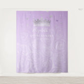 Zilver en lichte Paarse Rozen Foto achtergrond Wandkleed (Voorkant)