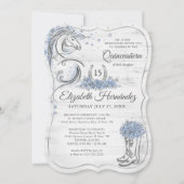 Zilver en Light Blue Quince Rustic Horse Birthday Kaart (Voorkant)