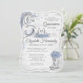 Zilver en Light Blue Quince Rustic Horse Birthday Kaart (Staand voorkant)