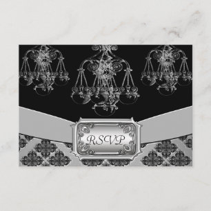 Zilver en  luchters, zwart RSVP kaartje