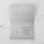 Zilver en marineblauwe fotobedankkaart bedankkaart (Binnen)