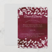 Zilver en Maroon Bokeh Sparkle bruiloft receptie Kaart (Voorkant / Achterkant)