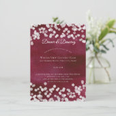 Zilver en Maroon Bokeh Sparkle bruiloft receptie Kaart (Staand voorkant)