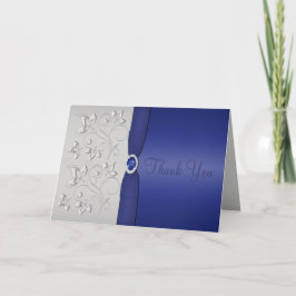 Zilver en Navy Bedankkaart