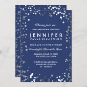 Zilver en Navy Confetti Stippen  Baby shower Kaart (Voorkant / Achterkant)