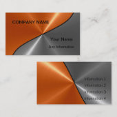 Zilver en Oranje Luxe Metal Visitekaartjes 2 (Voorkant / Achterkant)