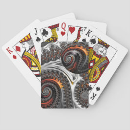 Zilver en Oranje Mandelbrot met bol Pokerkaarten