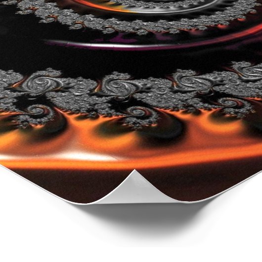 Zilver en Oranje Mandelbrot met bol Poster (Hoek)