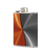 Zilver en Oranje metaal 2 Heupfles (Links)