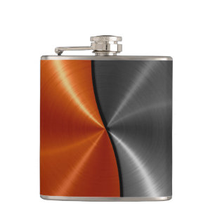 Zilver en Oranje metaal 2 Heupfles