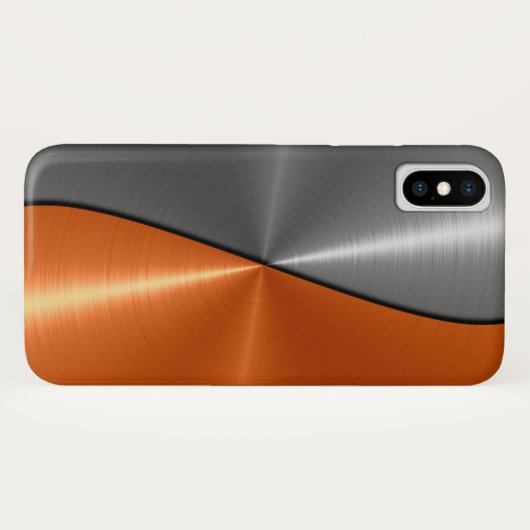 Zilver en Oranje roestvrij staal Case-Mate iPhone Case (Achterkant (horizontaal))