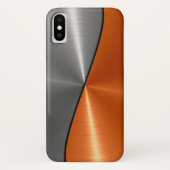 Zilver en Oranje roestvrij staal Case-Mate iPhone Case (Achterkant)