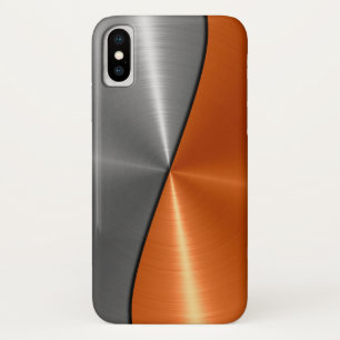 Zilver en Oranje roestvrij staal iPhone X Hoesje