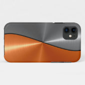 Zilver en Oranje roestvrij staal Case-Mate iPhone Case (Achterkant (horizontaal))